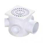 DUKE PILETA DE PATIO PP 110MM X 63MM X (3 ENT X 40MM) C/REJILLA METáLICA CON  FILTRO ANTI INSECTO 12 X 12